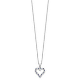 Sophia Jewelers Sterling Silver Platinum-Plated Heart Necklace with Diamond & Sapphire